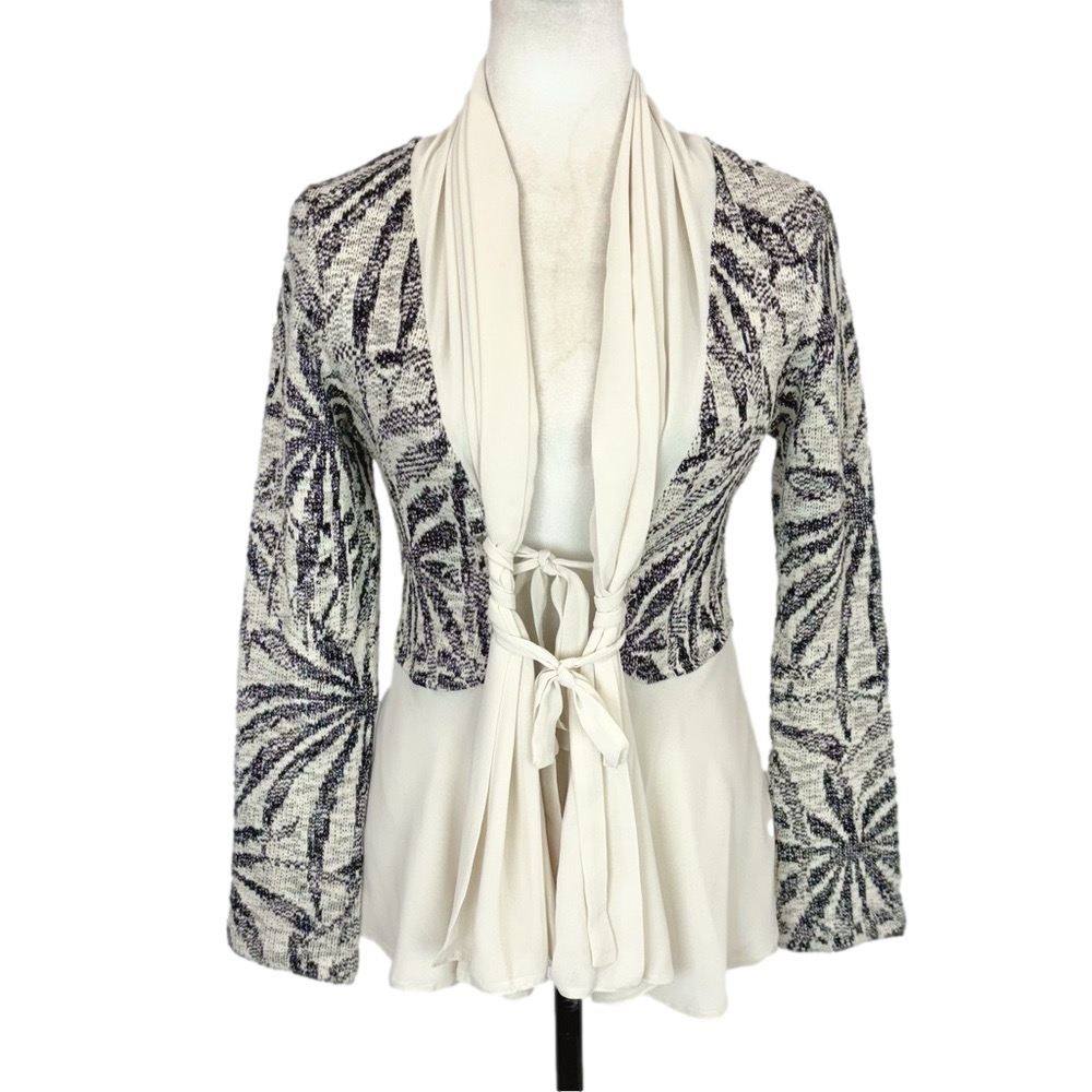 Vitrin cream knit and chiffon cardigan, NWT